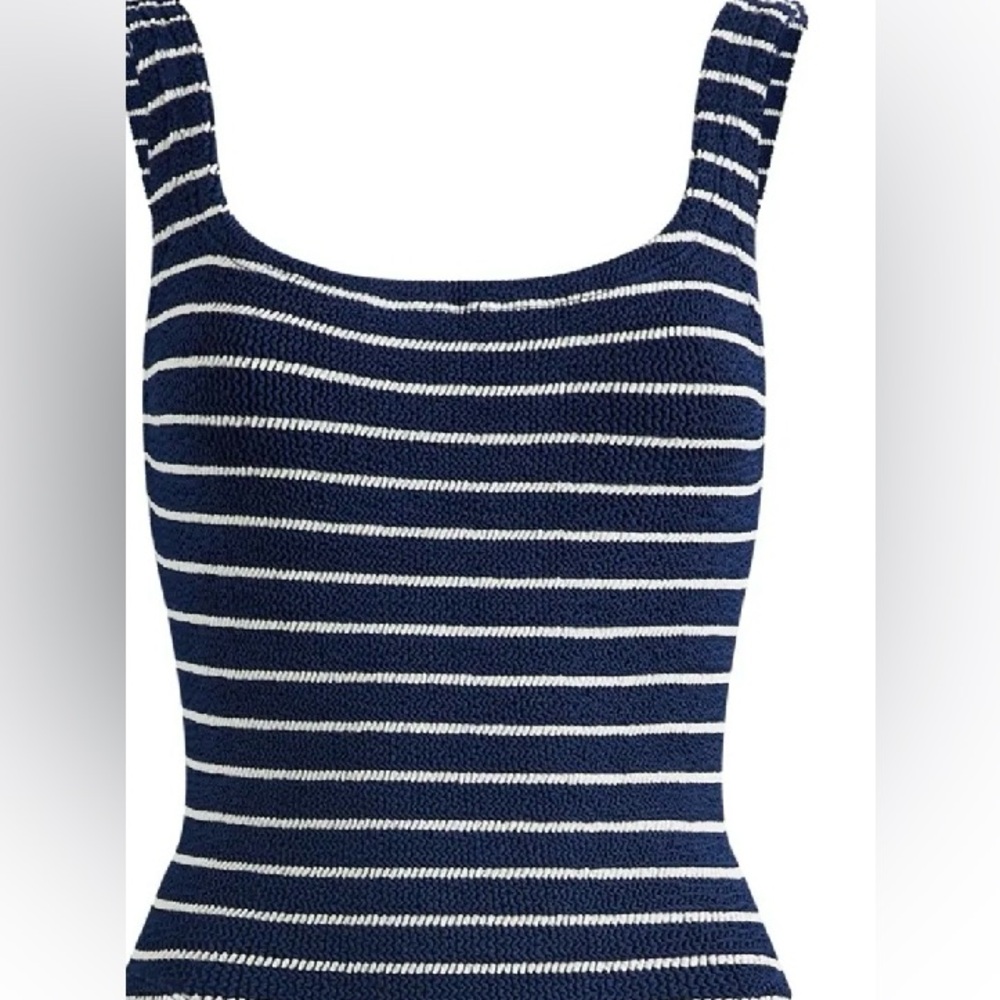 Hunza G Blue and White Bodysuit Swimwear